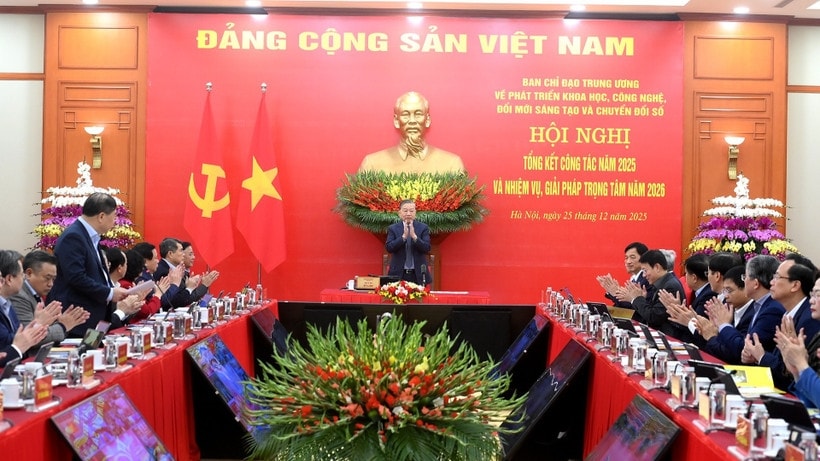 Ban Chỉ đạo Trung ương về phát triển khoa học, công nghệ, đổi mới sáng tạo và chuyển đổi số tổ chức Hội nghị tổng kết công tác năm 2025 và nhiệm vụ, giải pháp trọng tâm năm 2026. (Ảnh ĐĂNG KHOA) Ban Chỉ đạo Trung ương về phát triển khoa học, công nghệ, đổi mới sáng tạo và chuyển đổi số tổ chức Hội nghị tổng kết công tác năm 2025 và nhiệm vụ, giải pháp trọng tâm năm 2026. (Ảnh ĐĂNG KHOA)