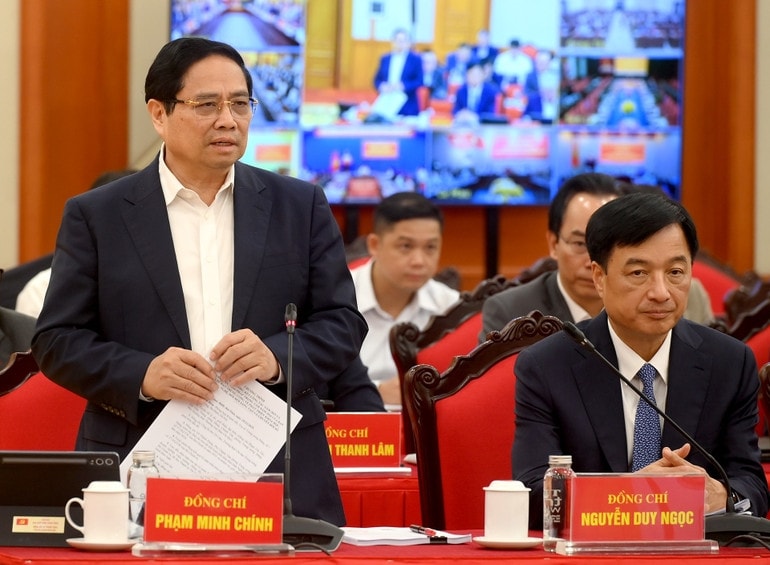 Thủ tướng Chính phủ Phạm Minh Chính phát biểu tại hội nghị. (Ảnh ĐĂNG KHOA) Thủ tướng Chính phủ Phạm Minh Chính phát biểu tại hội nghị. (Ảnh ĐĂNG KHOA)