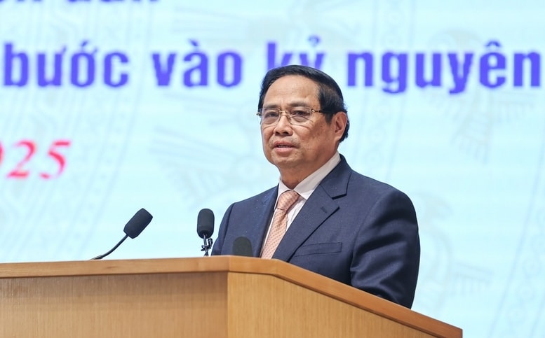 Thủ tướng Phạm Minh Chính phát biểu tại hội nghị tổng kết công tác năm 2025, nhiệm kỳ 2021-2025, triển khai nhiệm vụ trọng tâm năm 2026 của Bộ và ngành văn hóa, thể thao và du lịch - Ảnh: VGP/Nhật Bắc