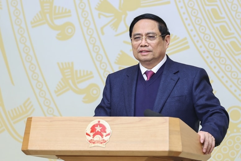 Thủ tướng Phạm Minh Chính phát biểu khai mạc Hội nghị toàn quốc thúc đẩy đầu tư công năm 2025 và năm 2026 - Ảnh: VGP/Nhật Bắc