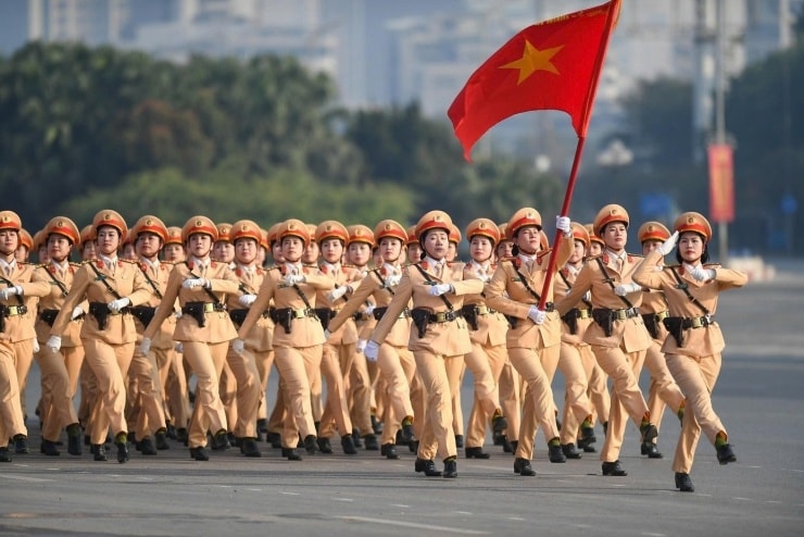 Các lực lượng duyệt đội ngũ tại buổi Lễ xuất quân (Ảnh: Dương Triều)