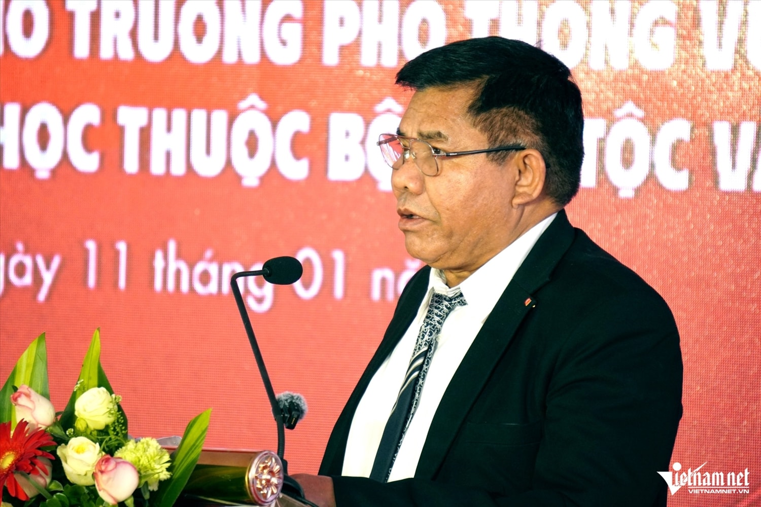 Thứ trưởng Y Thông phát biểu tại buổi lễ. Ảnh: Lê Dương