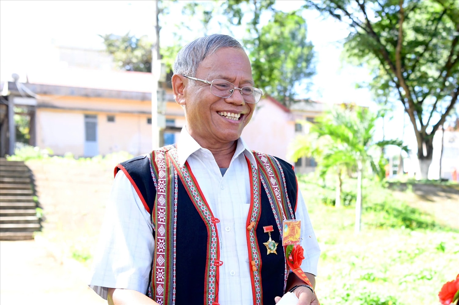 Ông Rơ Châm Ét, Người có uy tín làng Bua, xã Ia Pnôn, tỉnh Gia Lai. (Ảnh: Ngọc Thu)