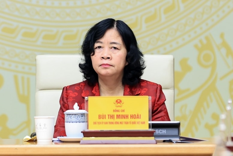 Đồng chí Bùi Thị Minh Hoài, Ủy viên Bộ Chính trị, Bí thư Trung ương Đảng, Chủ tịch Ủy ban Trung ương Mặt trận Tổ quốc Việt Nam tham dự Hội nghị - Ảnh: VGP/Nhật Bắc