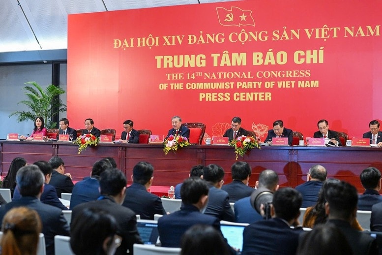 Họp báo quốc tế thông báo kết quả Đại hội XIV của Đảng - Ảnh: VGP/Nhật Bắc