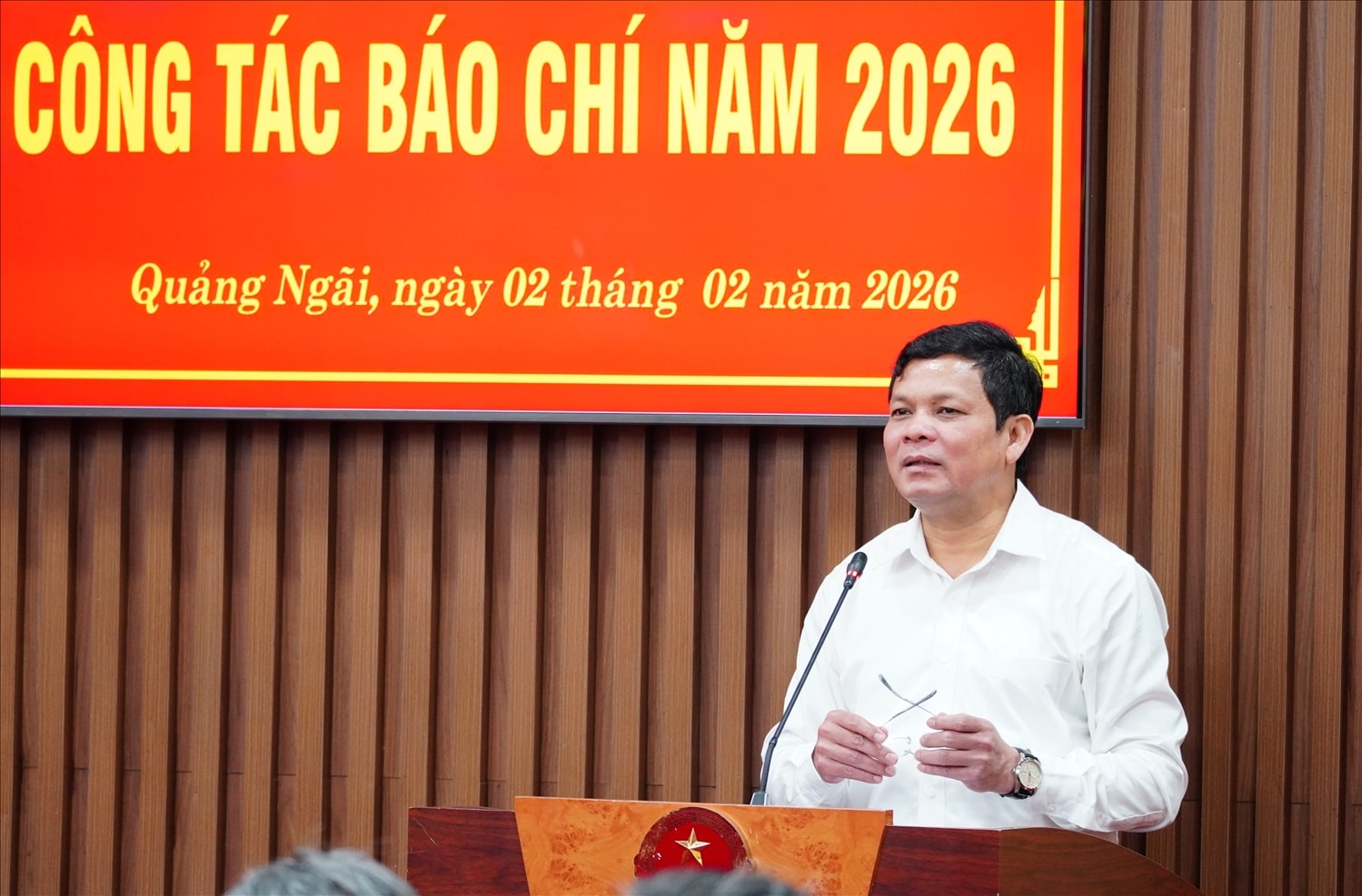 Phó Bí thư Tỉnh uỷ, Chủ tịch HĐND tỉnh Quảng Ngãi Nguyễn Đức Tuy phát biểu tại Hội nghị. (Ảnh: Ngọc Chí)