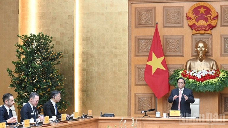 Thủ tướng Chính phủ Phạm Minh Chính phát biểu ý kiến tại buổi tiếp.