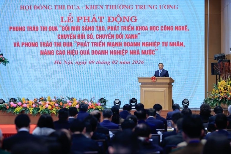 Thủ tướng cho rằng, thi đua luôn là một bản hòa ca, một dòng chảy liên tục trong mạch nguồn vận động của toàn xã hội, của đất nước chúng ta - Ảnh: VGP/Nhật Bắc