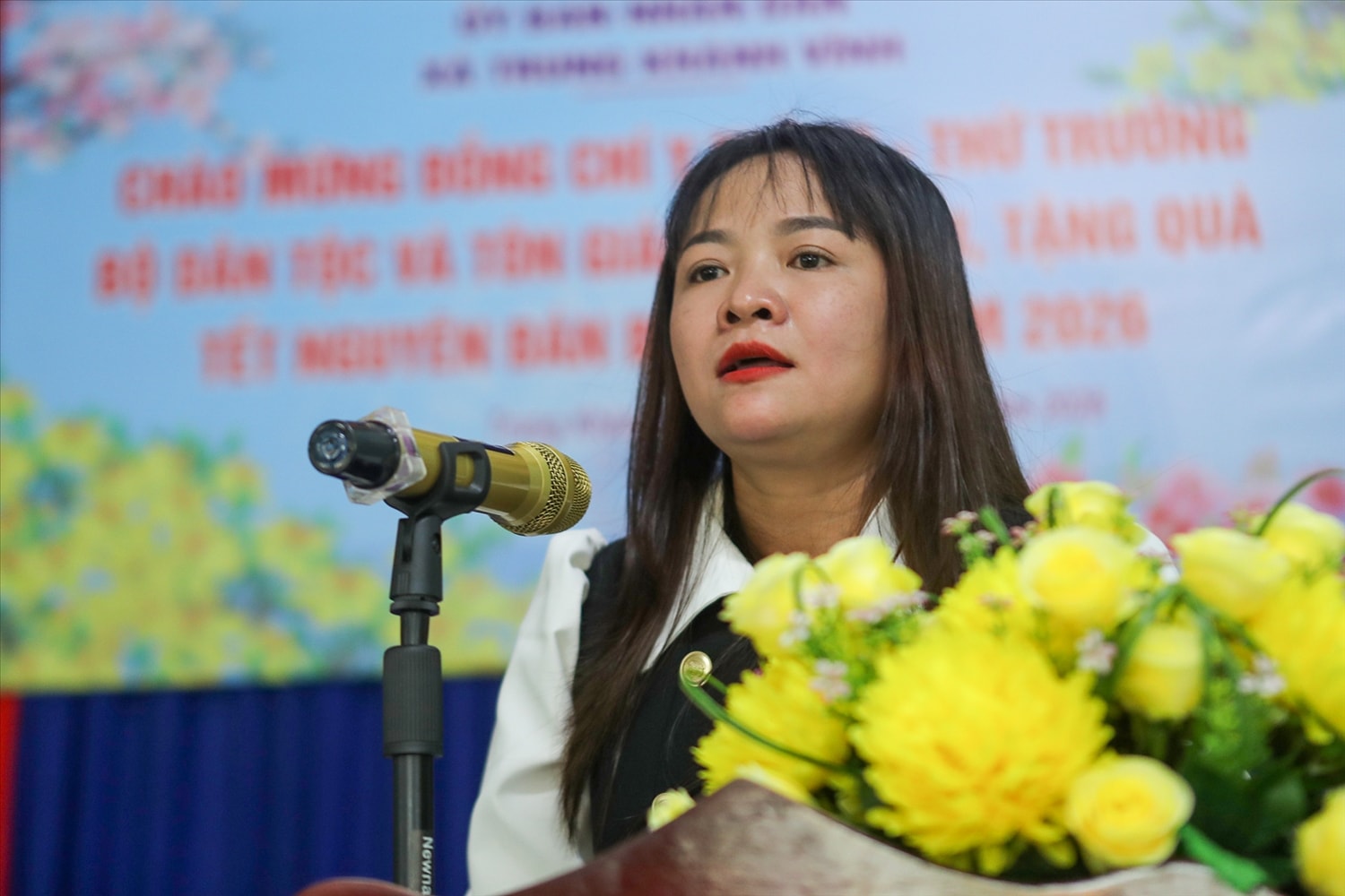 Bà Cao Thị Ngọc Thanh, Chủ tịch UBND xã Trung Khánh Vĩnh. Ảnh: Xuân Ngọc
