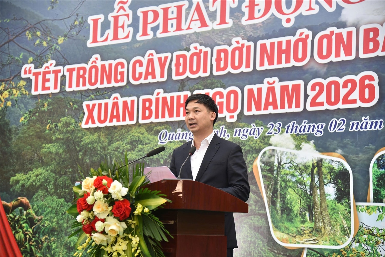 Phó Chủ tịch UBND tỉnh Quảng Ninh Nguyễn Văn Công phát biểu tại buổi lễ
