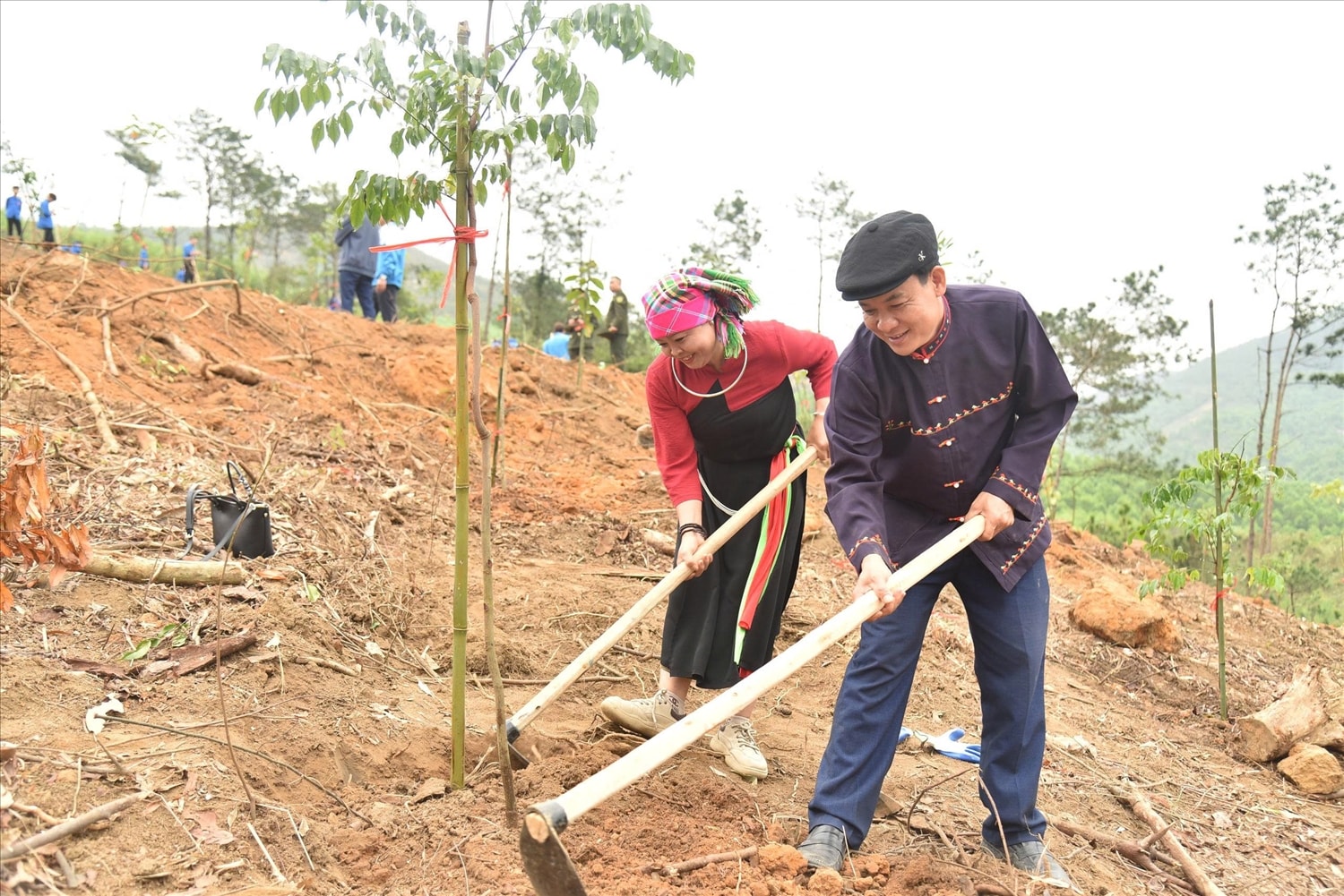 Các đại biểu, người dân hào hứng tham gia Tết trồng cây