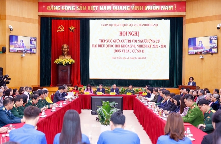 Tổng Bí thư Tô Lâm dự Hội nghị tiếp xúc giữa cử tri với người ứng cử đại biểu Quốc hội khóa XVI tại Hà Nội - Ảnh: VGP/Nhật Bắc