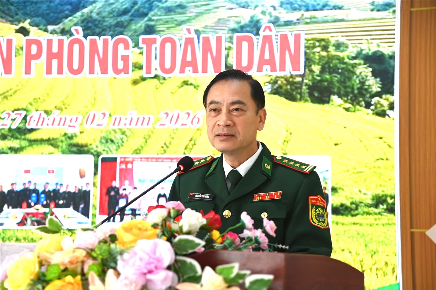 Đại tá Nguyễn Văn Hưng – Chính ủy Ban Chỉ huy BĐBP tỉnh Lai Châu  phát biểu tại Ngày hội xã Mù Cả