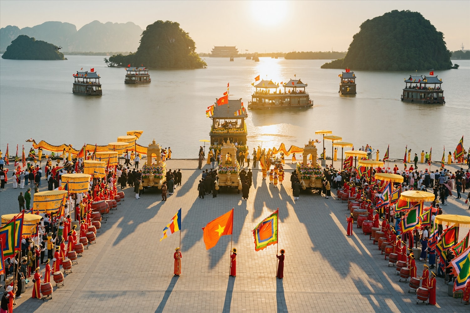 Các nghi thức truyền thống như thỉnh chuông khai hội, dâng hương cầu quốc thái dân an và lễ rước nước từ hồ Tam Chúc lên Chùa Ngọc đã thu hút hàng vạn tăng ni, Phật tử và du khách thập phương tham dự.