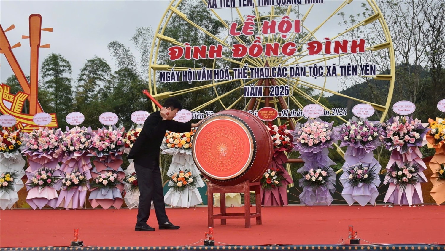 Nghi thức đánh trống khai hội tại Lễ hội Đình Đồng Đình 2026