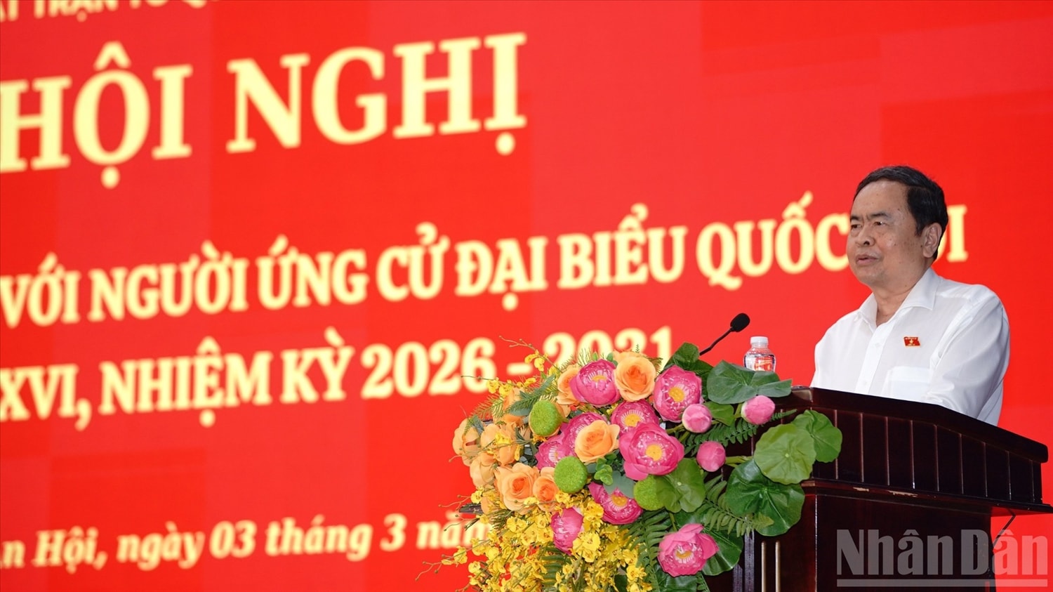 Đồng chí Trần Thanh Mẫn, Chủ tịch Quốc hội chia sẻ về một số vấn đề mà cử tri quan tâm. (Ảnh: THẾ ANH)