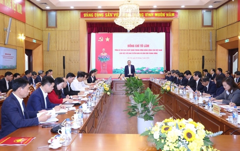 Tổng Bí thư Tô Lâm làm việc với Ban Tuyên giáo và Dân vận Trung ương về việc chuẩn bị nội dung 