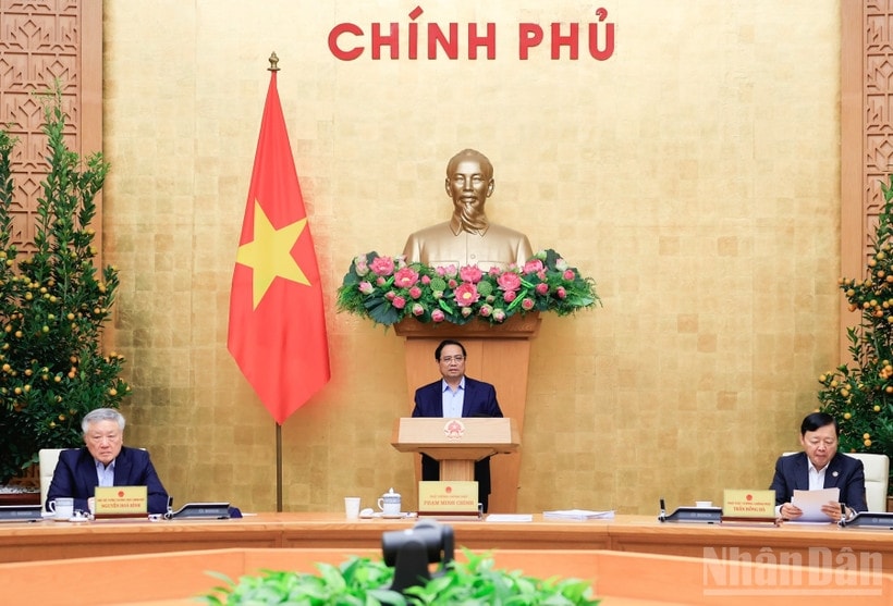 Thủ tướng Phạm Minh Chính chủ trì Phiên họp Chính phủ thường kỳ tháng 2. (Ảnh: TRẦN HẢI) 