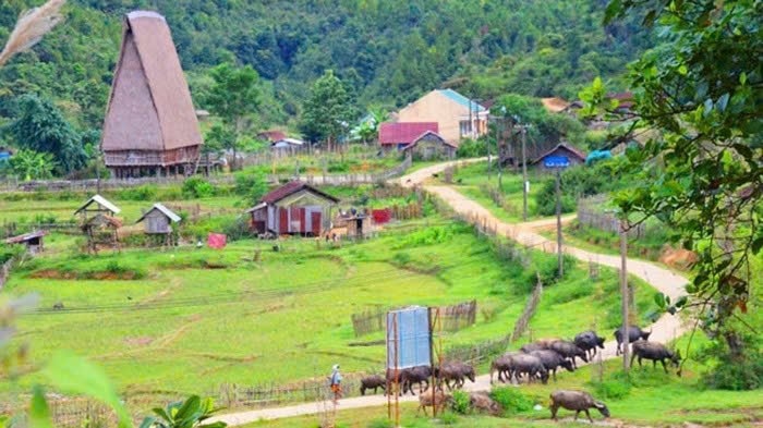 Làng Kon Pring xinh đẹp nằm trong thung lũng giữa đại ngàn ( ảnh ST)