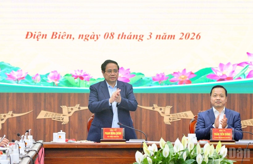 Thủ tướng Chính phủ Phạm Minh Chính chủ trì cuộc làm việc với tỉnh Điện Biên. (Ảnh: Thanh Giang)