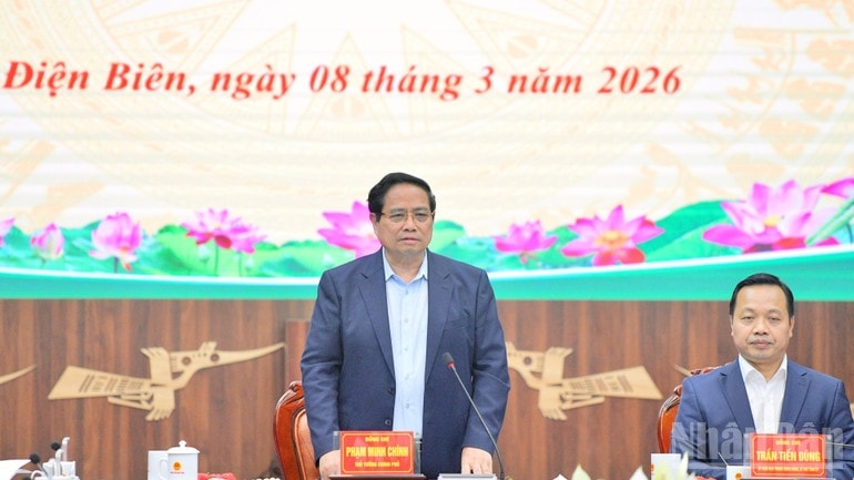 Thủ tướng Chính phủ Phạm Minh Chính phát biểu ý kiến kết luận cuộc làm việc với Ủy ban nhân dân tỉnh Điện Biên. (Ảnh: Thanh Giang)