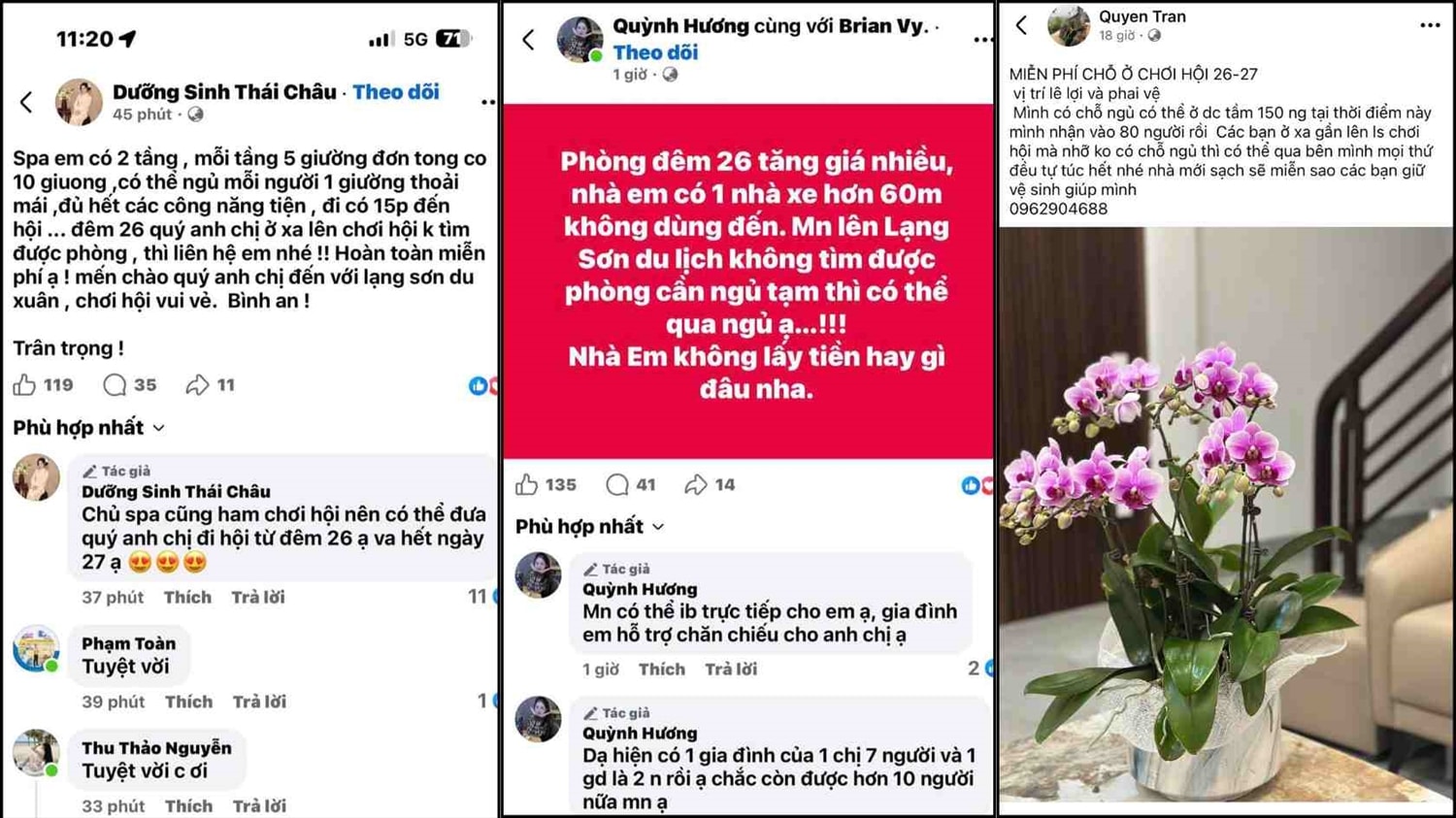 Nhiều người dân đăng thông tin trên mạng xã hội hỗ trợ chỗ ở cho du khách 