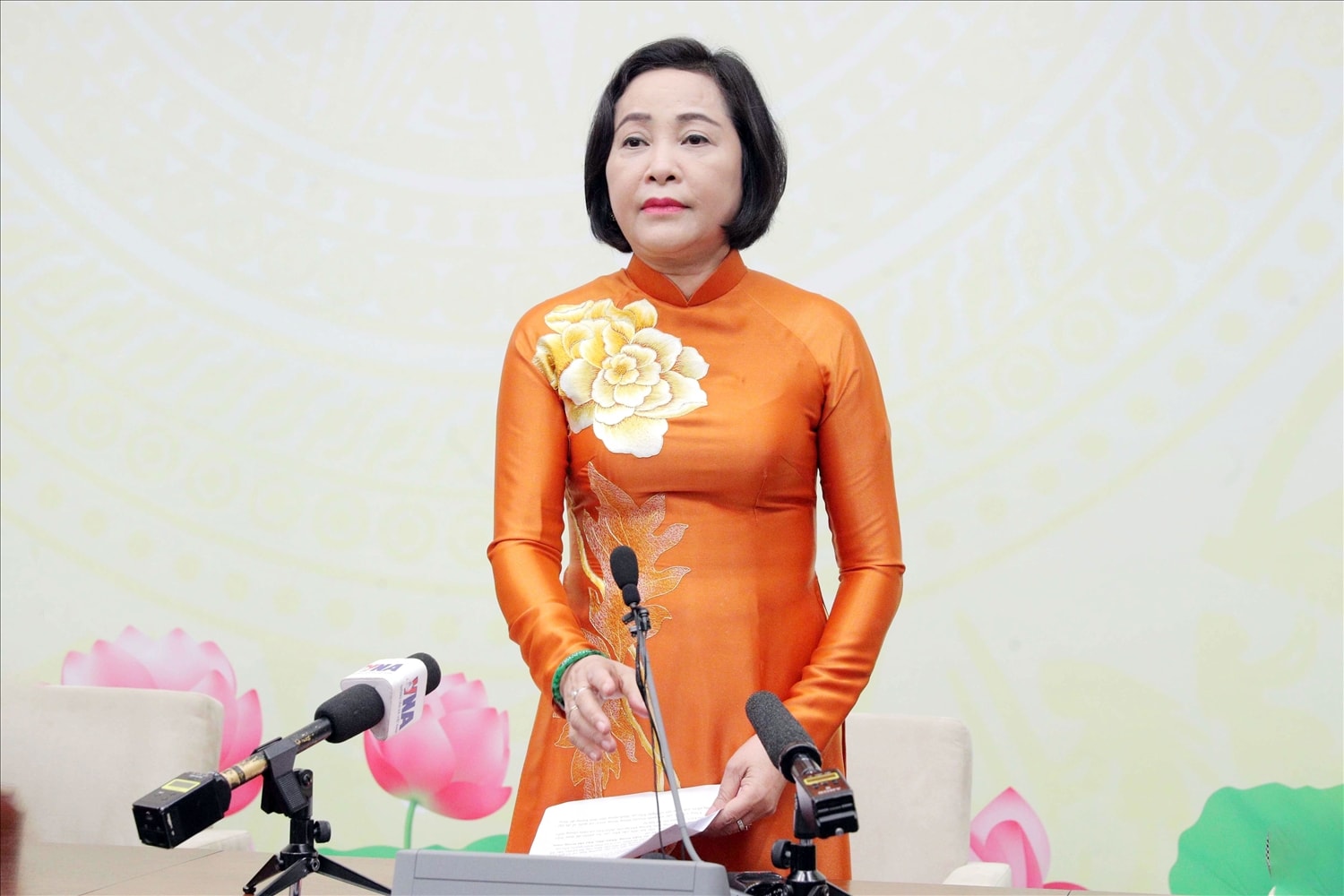Phó Chủ tịch Quốc hội Nguyễn Thị Thanh - Ủy viên Hội đồng Bầu cử Quốc gia thông tin về tình hình bầu
