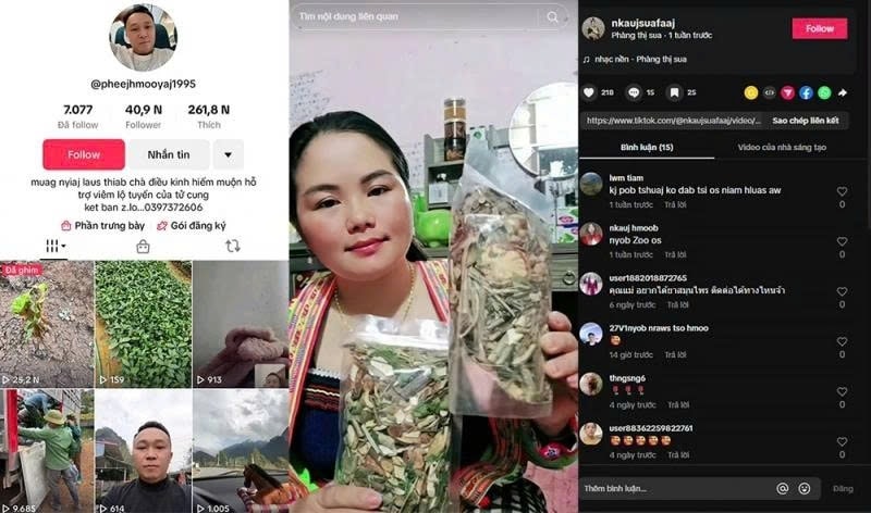 Đối tượng Giàng A Cu và Phàng Thị Sua quảng cáo bán hàng trên mạng xã hội. Ảnh: ITN