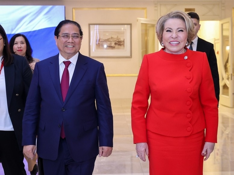 Thủ tướng Chính phủ Phạm Minh Chính hội kiến Chủ tịch Hội đồng Liên bang Nga Valentina Matviyenko. (Ảnh: VGP/Nhật Bắc)