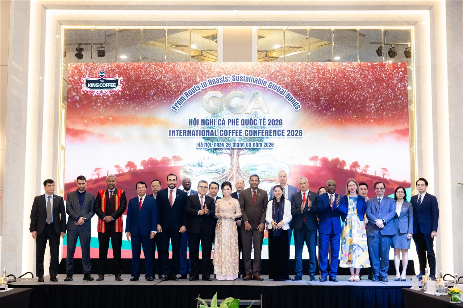 Hội nghị Cà phê Quốc tế 2026 có sự tham gia của các vị Đại sứ, đại diện các cơ quan ngoại giao của 19 quốc gia, cùng đại diện các tổ chức, doanh nghiệp và chuyên gia uy tín.