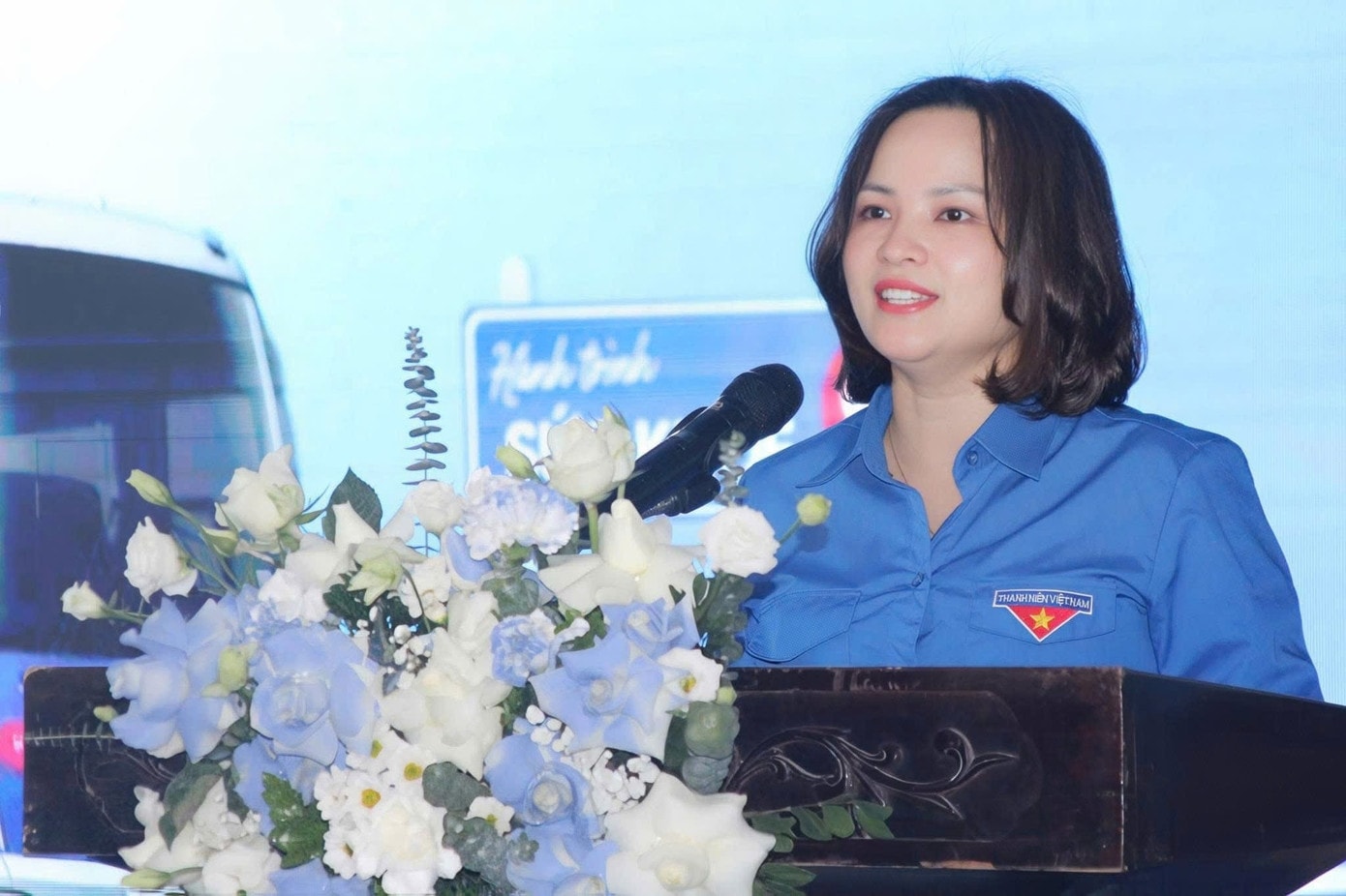 Chị Phạm Thị Hải Yến - Phó Bí thư Tỉnh Đoàn phát biểu tại chương trình.