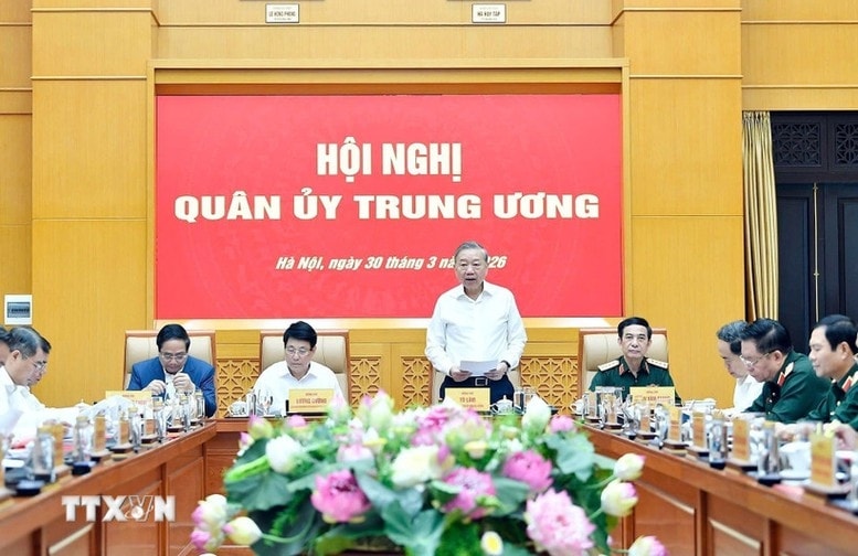 Tổng Bí thư Tô Lâm, Bí thư Quân ủy Trung ương phát biểu - Ảnh: TTXVN