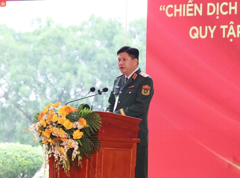 Thiếu tướng Phạm Anh Tuấn phát biểu cam kết, quyết tâm thực hiện Chiến dịch - Ảnh: VGP/Thu Giang