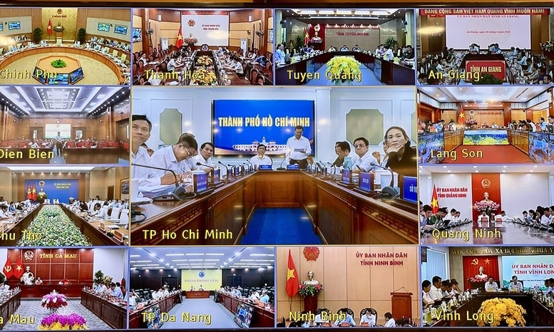 Các địa phương dự Hội nghị trực tuyến - Ảnh: VGP/Nhật Bắc