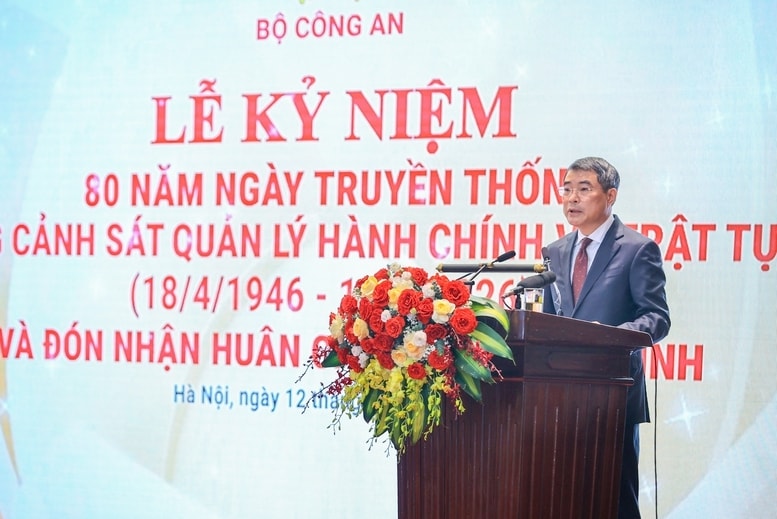 Thủ tướng Chính phủ Lê Minh Hưng phát biểu tại lễ kỷ niệm 80 năm Ngày truyền thống lực lượng cảnh sát quản lý hành chính về trật tự xã hội (Bộ Công an)