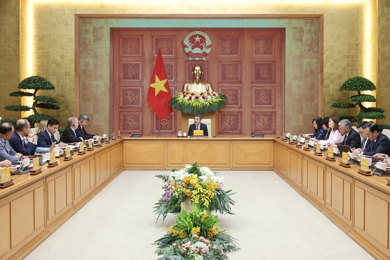 Thủ tướng Chính phủ Lê Minh Hưng tiếp, làm việc với đoàn doanh nghiệp Hoa Kỳ - Ảnh: VGP/Nhật Bắc