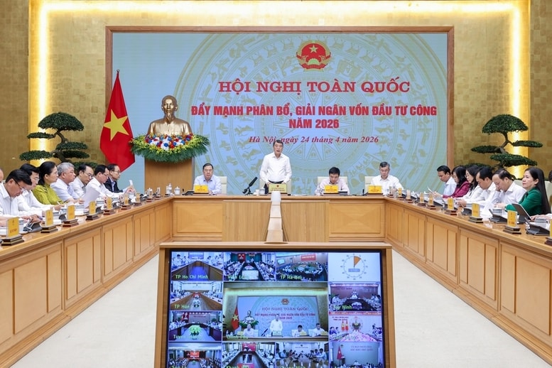 Thủ tướng Lê Minh Hưng chủ trì Hội nghị toàn quốc về đẩy mạnh phân bổ, giải ngân vốn đầu tư công năm 2026 - Ảnh: VGP/Nhật Bắc