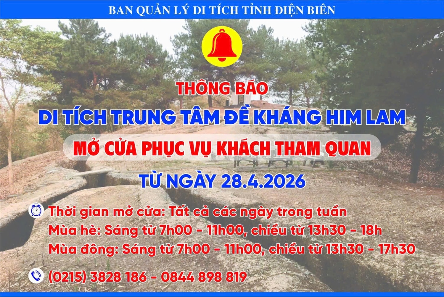TIN-Điện Biên: Di tích Trung tâm đề kháng Him Lam  đón khách từ 28/4 1