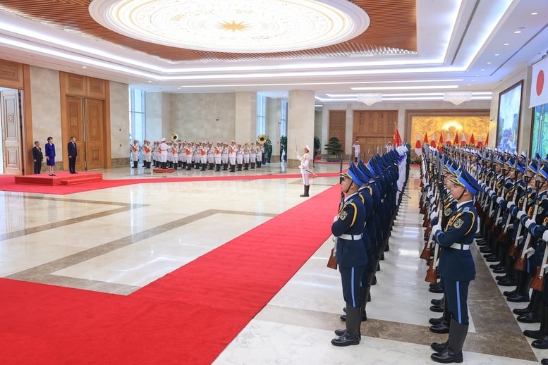 Thủ tướng Lê Minh Hưng chủ trì lễ đón Thủ tướng Nhật Bản Takaichi Sanae thăm chính thức Việt Nam - Ảnh: VGP/Nhật Bắc