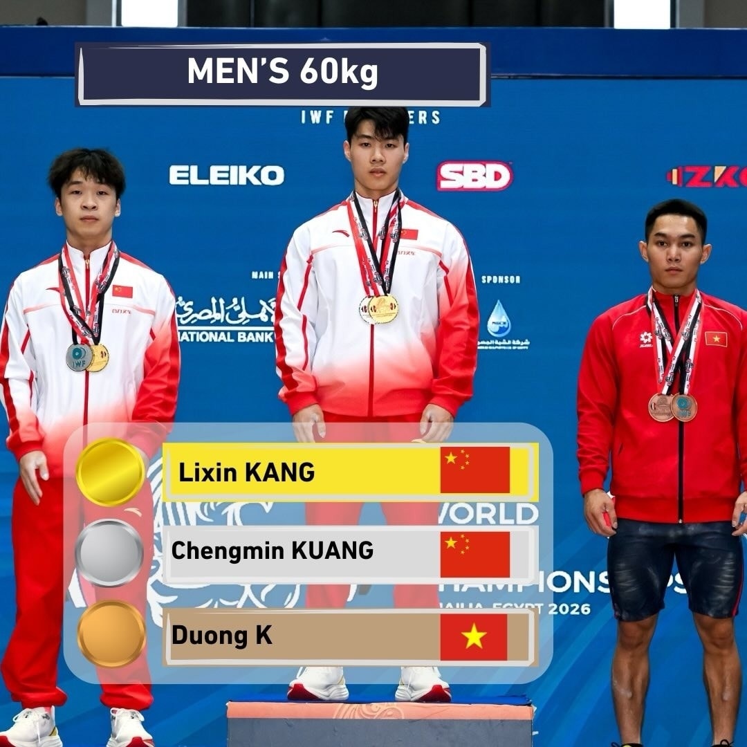 K’Dương lập “hat-trick” huy chương tại giải cử tạ trẻ thế giới 2026 (Ảnh IT)