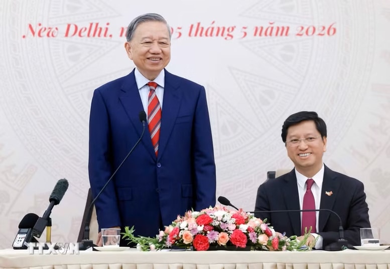 Tổng Bí thư, Chủ tịch nước vui mừng nhận thấy cộng đồng người Việt tại Ấn Độ ngày càng trưởng thành, đoàn kết, hội nhập tốt, có nhiều đóng góp thiết thực cho quan hệ hai nước - Ảnh: TTXVN