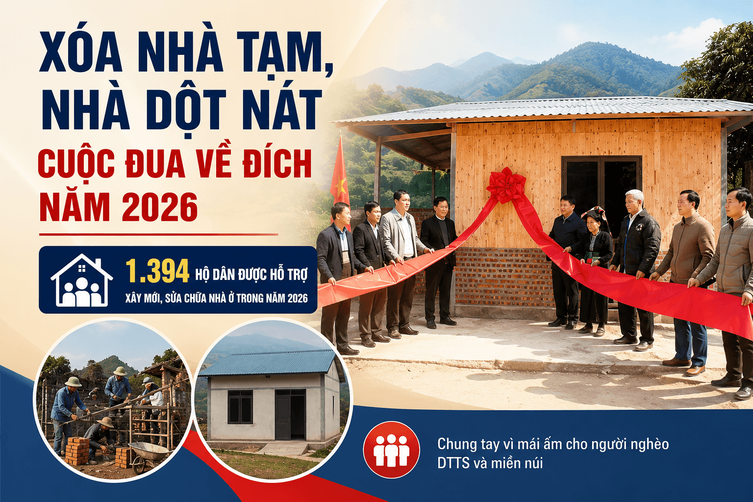 Sơn La tăng tốc xóa nhà tạm, nhà dột nát phát sinh năm 2026 