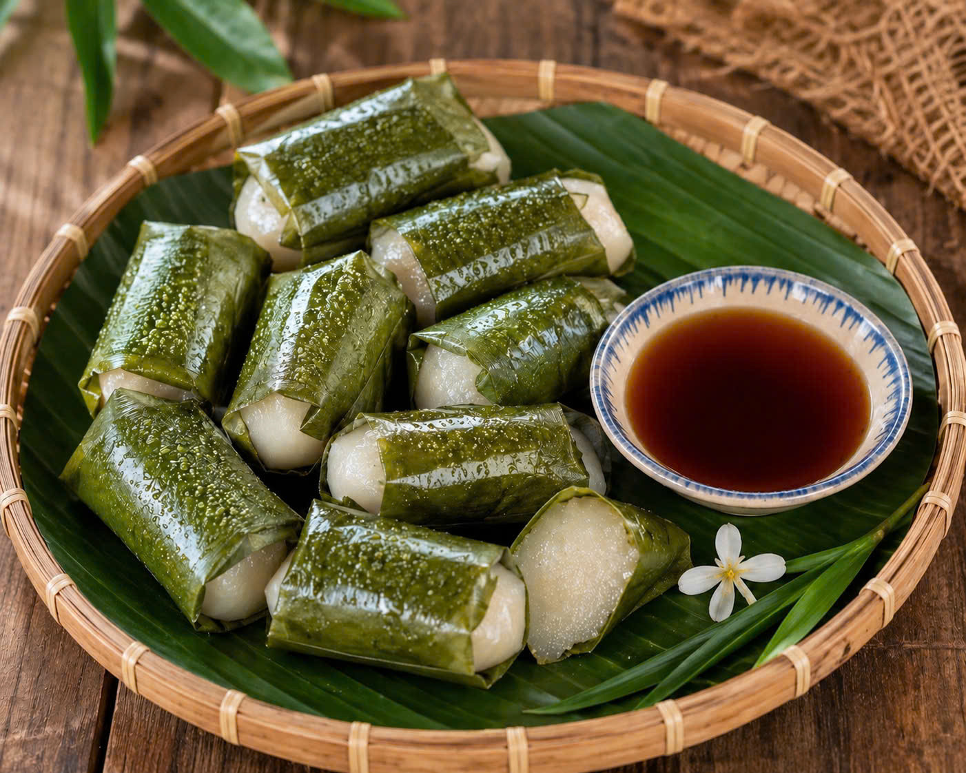 Bánh sắn chấm mật (Ảnh Việt Hà)