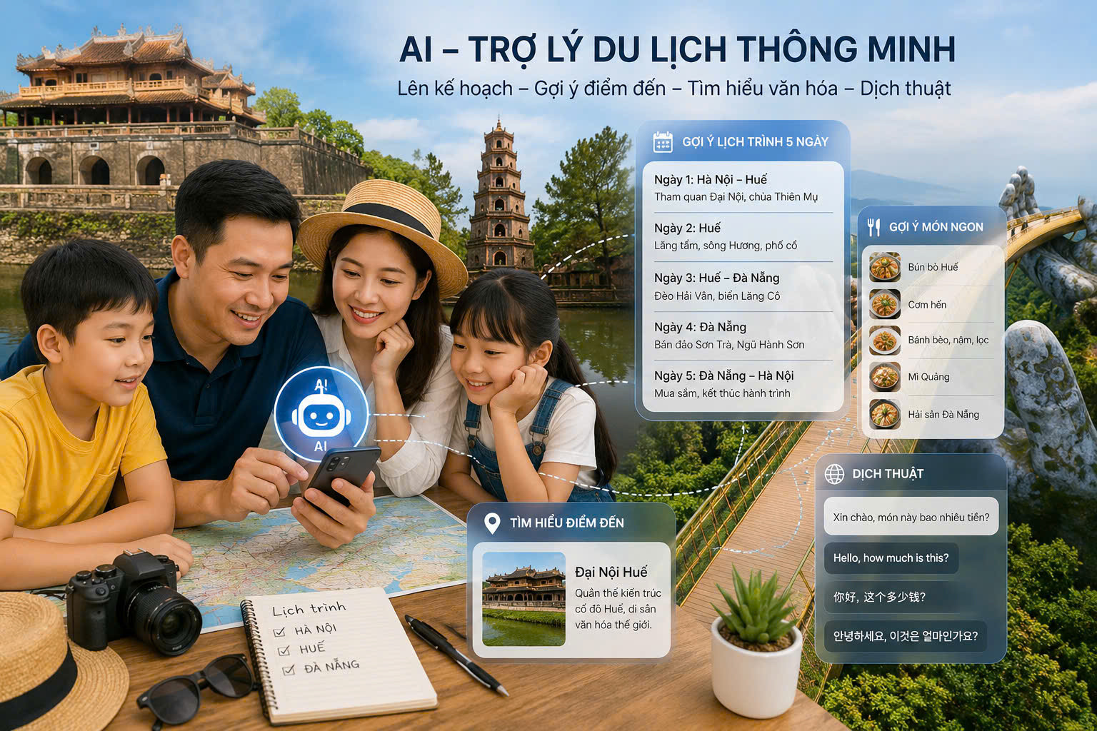 Trải nghiệm để AI lên kế hoạch cho hành trình 5 ngày khám phá Huế và Đà Nẵng (Ảnh Việt Hà)