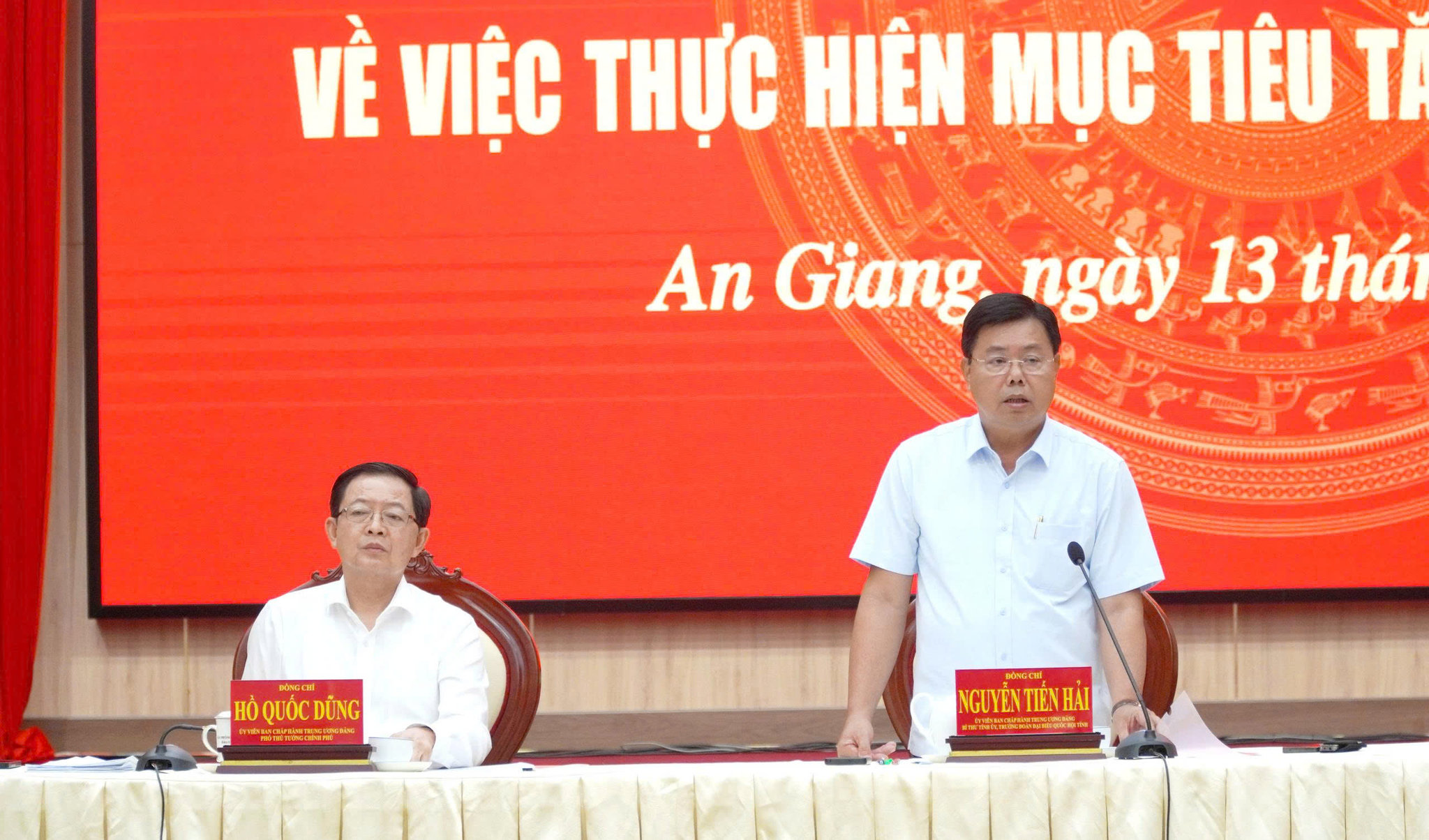 Bí thư Tỉnh ủy tỉnh An Giang - Nguyễn Tiến Hải phát biểu tại buổi làm việc