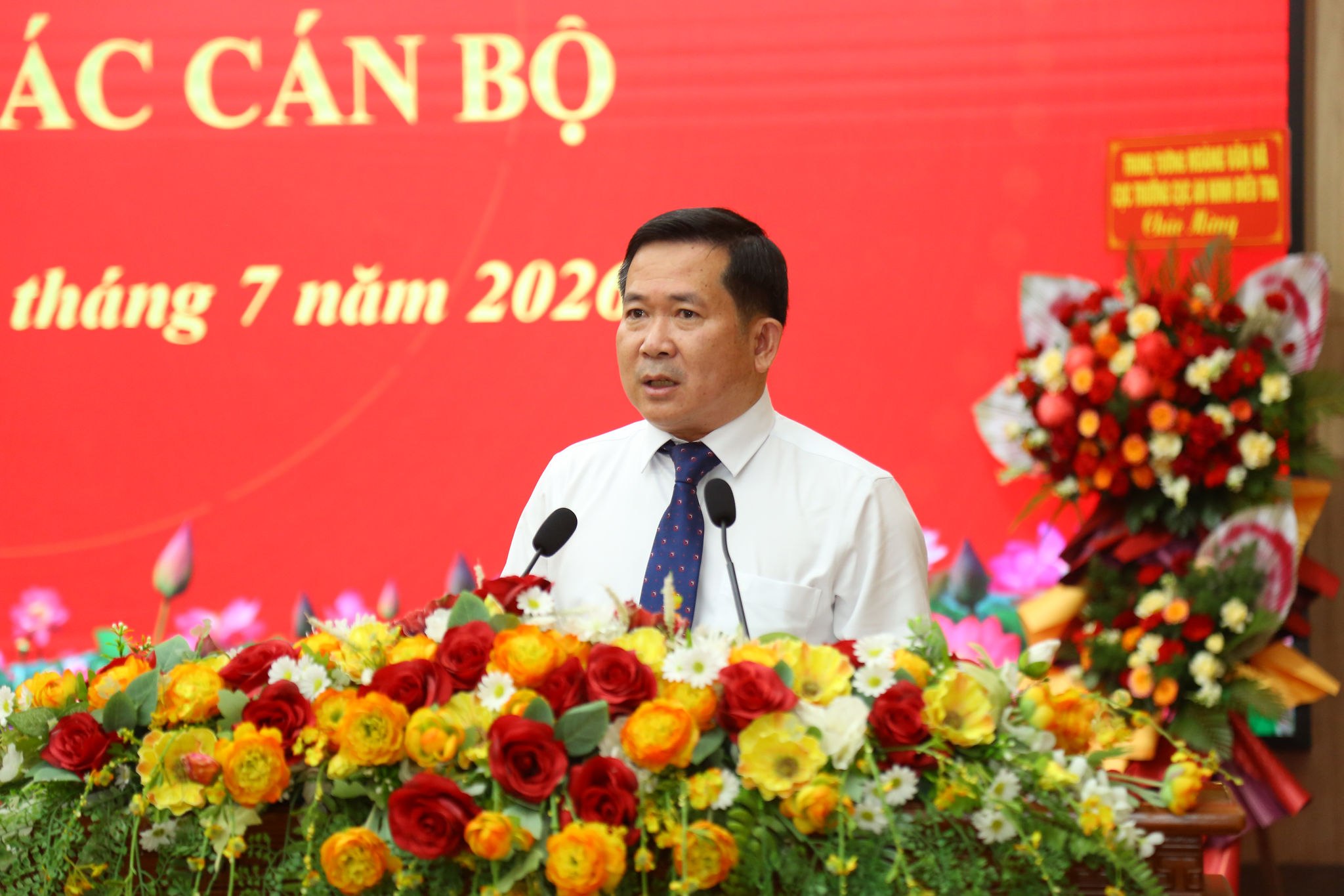 Ông Đinh Văn Nơi, Tân Phó Bí thư Tỉnh ủy An Giang phát biểu nhậhn nhiệm vụ