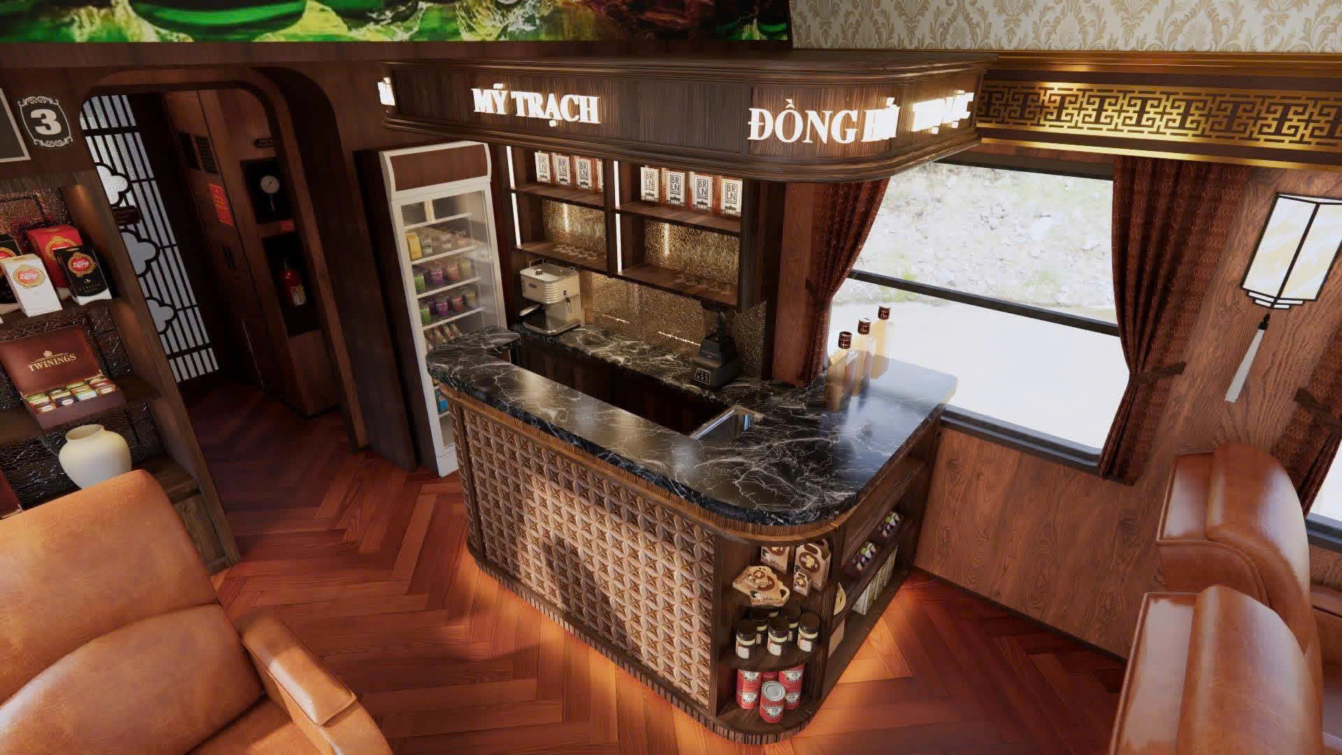 Các toa được thiết kế giúp hành khách dễ dàng ngắm cảnh, từ những cánh đồng, làng quê đến dãy núi và dòng sông đặc trưng của miền Trung. Ảnh: FC Việt Nam