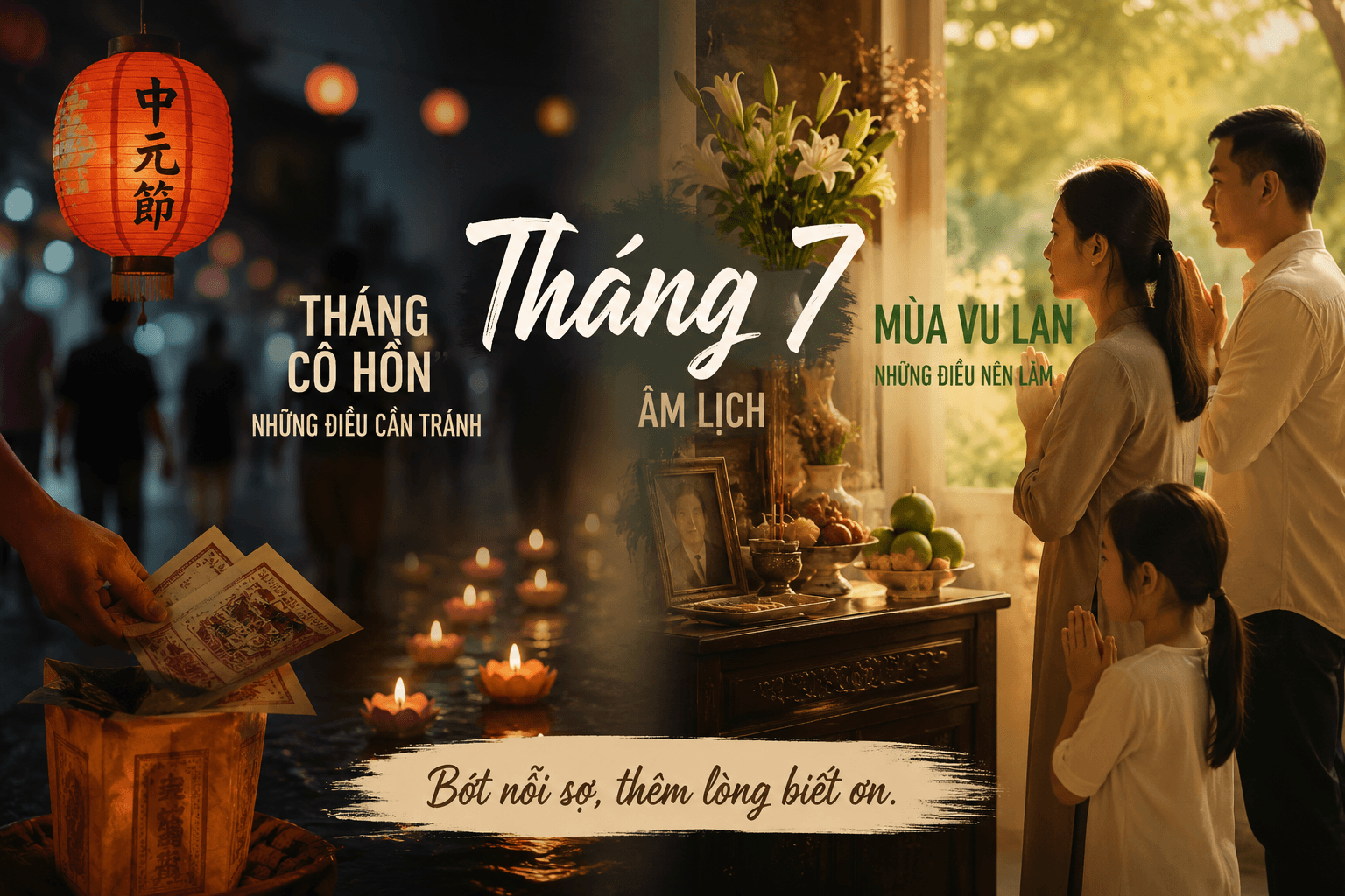 Tháng bảy âm lịch, từ những điều kiêng kỵ tháng cô hồn trong dân gian đến mùa Vu Lan. Ảnh: Việt Hà thiết kế