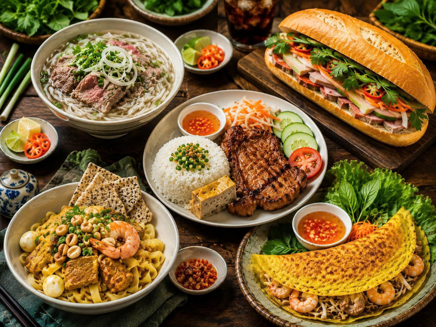 Sức hấp dẫn của ẩm thực Việt nằm ở sự đa dạng theo vùng miền. Ảnh: Việt Hà thiết kế