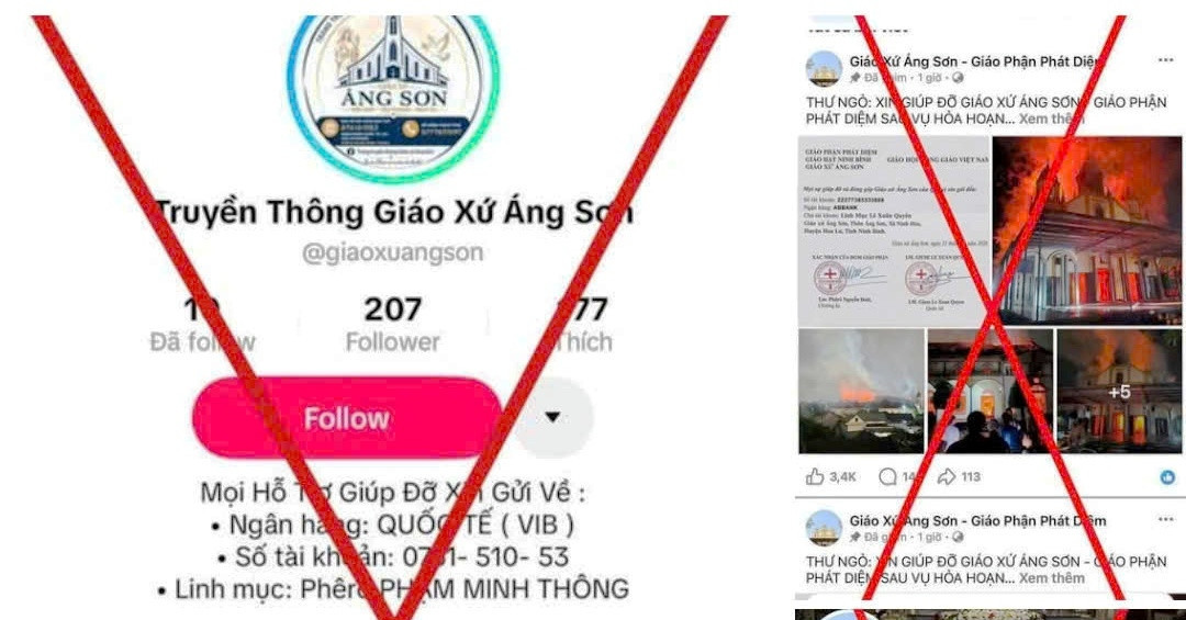 Giáo xứ Áng Sơn cảnh báo các trang giả mạo kêu gọi ủng hộ 